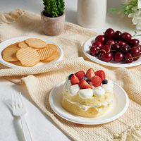 Assiettes à gâteau en bagasse de canne à sucre compostables de 6 pouces, vaisselle jetable pour fêtes, événements et traiteur