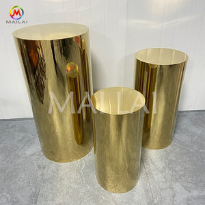 مجموعة قواعد دائرية من الفولاذ المقاوم للصدأ الذهبي لتزيين طاولة الحلويات وخلفية حفلات الزفاف - Product Image 5