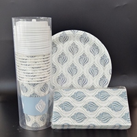 Ensemble de serviettes d'assiette à dîner en papier cocotier ensemble de gobelets en papier de fête jetables pour la vente au supermarché