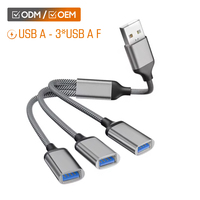 Cable Extensor USB-A OTG de Ángulo Recto 2 en 1 y 3 en 1, Personalizado OEM, con Trenzado de Metal y Nailon, para Computadora