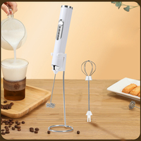 Fouet Électrique à 3 Vitesses, Rechargeable par USB Type-C, Facile à Utiliser pour Préparer de la Mousse de Lait Crémeuse, Acier Inoxydable 304, Temps de Charge 3 Heures