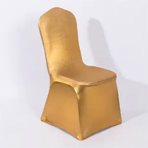 Fashion Gold stamping spandex stretch bulk golden chair covers for wedding