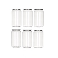 Logo personnalisé 330ml 500ml Boîte de boisson gazeuse transparente en PET Vide Boîte de boisson en plastique transparente avec couvercle facile à ouvrir