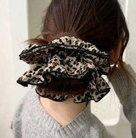 Élastique à cheveux vintage Spice Girls motif léopard, en tissu, volumineux et moelleux, pour femme, élégant, pour mariage, mode, soins personnels, petit prix