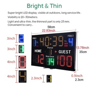 Elettronica LED Cricket portatile Mini Futsal biliardo digitale a batteria da basket all'aperto <span class=keywords><strong>tabellone</strong></span> <span class=keywords><strong>segnapunti</strong></span> con 24s orologio da tiro - Product Image 2