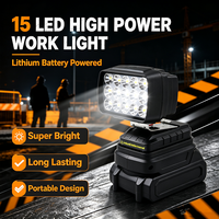 Lampe de travail rechargeable à 15 LED, projecteur LED portable sans fil pour le camping en plein air, les chantiers de construction