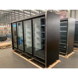 Attrezzatura di refrigerazione prezzo di fabbrica 4 porta di vetro bevanda refrigeratore verticale display frigorifero frigorifero congelatore di raffreddamento