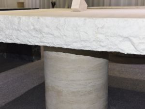 Pietra di SH pietra naturale sala da pranzo <span class=keywords><strong>mobili</strong></span> semplice bianco pietra calcarea tavolo da pranzo quadrato bianco pietra calcarea tavolo da pranzo - Product Image 5