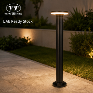 Lampadaire de jardin moderne en aluminium noir mat, étanche IP65, 12W, blanc chaud, pour allée, pelouse, paysage extérieur - Product Image 1