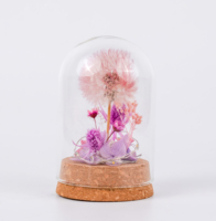 Fleur éternelle de pissenlit préservée sous cloche en verre pour décoration de table à la maison, cadeau romantique pour la Saint-Valentin et Noël, longue durée