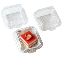 Boîte à gâteau individuelle en plastique transparent PET jetable, format clamshell, 4 pouces, boîte à bento pour pâtisserie, emballage à emporter