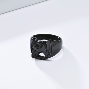 Fashion <b>Rings</b> Horse Head Design <b>Titanium</b> Steel Unisex Gift Jewelry Gold <b>Black</b> Silver Color - Product Image 4