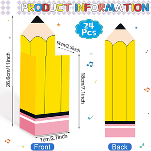 Lot de 12 boîtes à popcorn pour la <span class=keywords><strong>rentrée</strong></span> scolaire, motif crayon de dessin animé, en papier robuste, pour récompenses en <span class=keywords><strong>classe</strong></span>, collations ou cadeaux pour les élèves du primaire - Product Image 2