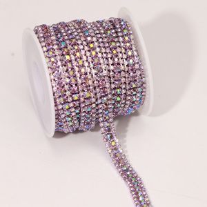 Cadena de Garra de Triple Hilera <span class=keywords><strong>con</strong></span> Malla de Cristales de Imitación, Flexible y Resistente al Óxido, para Decoración DIY de Zapatos, Bolsos, Ropa, Accesorios y Manualidades - Product Image 4