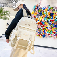 Ensemble de sacs à dos scolaires imperméables blancs tendance 5 pièces pour les élèves du collège, design mignon, capacité de 20 à 36 L, unisexe
