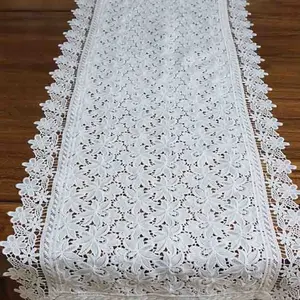 Khăn Trải Bàn Một Lớp Viền Ren Cotton Thêu Tay Nhuộm Màu Trơn