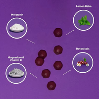 Gummies de mélatonine 5mg à marque privée OEM/ODM avec magnésium, mélisse et vitamine D pour adultes – Soutien du sommeil profond et de l'humeur – Dissolution rapide – Végétaliennes