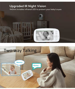 5 pouces nouveau moniteur bébé <span class=keywords><strong>pas</strong></span> <span class=keywords><strong>cher</strong></span> caméra VOX Mode 5000mAh batterie <span class=keywords><strong>Babyphone</strong></span> Vision nocturne conversation bidirectionnelle Non WiFi moniteur bébé - Product Image 4