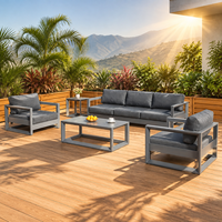 Outdoor Aluminium-Sofagarnitur für Garten und Terrasse Moderne 4-teilige Möbelgarnitur Wetterfestes Ecksofa für Villa und Gewerbe