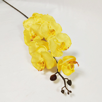 Batang Anggrek Phalaenopsis Kuning Buatan, Sentuhan Asli, Bunga Anggrek Kupu-kupu Sutra Palsu untuk Dekorasi Rumah, Pernikahan, Grosir