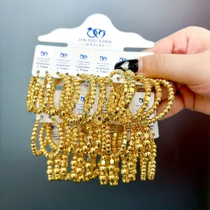 JXX new design beaded fashion hoop earrings women minimalist earrings hoops plated gold brass hoop earrings