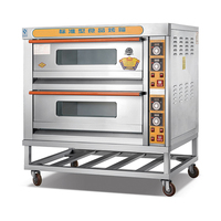 Oven Kue Komersial Rui Tai 2 Dek 4 Loyang, Pemanas Seragam Stainless Steel dengan Timer Digital, untuk Toko Kue, Toko Roti, dan Pembuatan Kue