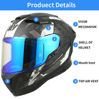 Personnalisé DOT/ECE22.06 Certifié Full Face Flip-Up Casques modulaires Matériau ABS Doublure en mousse Toutes saisons Tête de moto