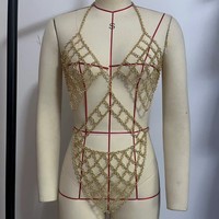 Chaîne de corps dorée, bijou de style européen et américain, pour toutes les saisons, festival de musique, tenue de fête, homme et femme, couvre-bikini de plage