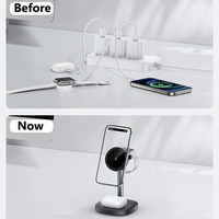 Station d'accueil universelle 15W à charge rapide magnétique sans fil 3-en-1 PD 3.0 avec protection ignifuge pour Apple Watch et appareil photo QC 3.0