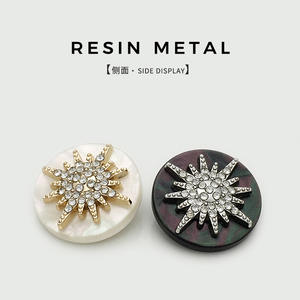 Bouton en métal à tige de perle en pierre de cristal bouton creux cousu à la main pour chemises manteaux - Product Image 2