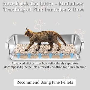 Litière pour chat en acier inoxydable, <span class=keywords><strong>anti</strong></span>-éclaboussures, sans odeur, facile à nettoyer, pour granulés de pin - Vente en gros d'articles pour animaux de compagnie - Product Image 2
