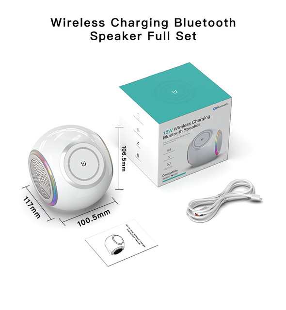 Modern Multifunctional All-in-one Wireless Charger Bluetooth Speaker RGB LED Night Lighting Customized UV Promotional Gift