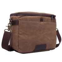 Sac à bandoulière rétro en toile et cuir pour appareil photo reflex numérique, vente en gros, pour hommes et femmes, avec quincaillerie métallique
