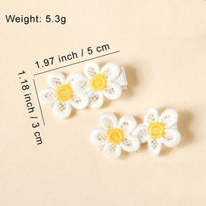 Broderie <span class=keywords><strong>petite</strong></span> marguerite queue de cheval décor épingle à cheveux pour fille bébé Bang décor Mini accessoire de cheveux enfant frais pince à cheveux Barrettes - Product Image 5