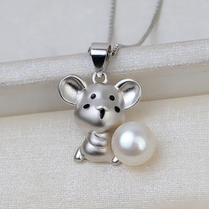 จี้เงินแท้ S925 12 ราศี 7-8 มม. ไข่มุกทรงหนู อุปกรณ์ DIY สำหรับทำเครื่องประดับ สร้อยคอผมเด็ก ผลิตภัณฑ์กึ่งสำเร็จรูป - Product Image 1