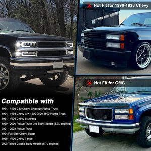 Faros Delanteros LED OVOVS con Luces de Señalización DRL de Bienvenida, Luces de Posición Laterales Delanteras LED para Chevy C/K 1500 2500 3500 <span class=keywords><strong>Silverado</strong></span> 1994-1998 - Product Image 4