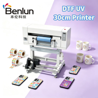 Impresora de Inyección de Tinta UV DTF A3 en Rollo para Procesamiento Remoto de Video en Línea, Impresora UV DTF de 30 cm para Material Flexible de Cuero y Ropa, 1440DPI