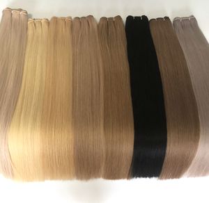 Двойная тянутая машина Уток полная кутикула неповрежденные плетеные волосы русские натуральные плоские гусеницы наращивание волос - Product Image 2