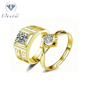 Ricco di gioielli a buon mercato anello di oro 24k placcato in oro anello coppie <span class=keywords><strong>coppia</strong></span> anello di disegno per le donne di nozze - Product Image 1