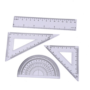 Soododo nhựa trong suốt bốn mảnh đặt 15cm hình học đa chức năng màu đen quy mô cai trị học sinh nghiên cứu Bộ toán học - Product Image 1