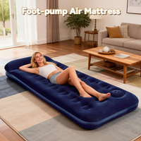 Matelas gonflable de camping, matelas pneumatique de camping, lit gonflable de camping avec surface moelleuse, pompe à pied à 21 trous