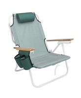 Nouvelle conception élégante de chaise de plage pliable portable pour le camping avec bandoulière, porte-gobelet latéral et appui-tête confortable.