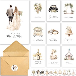 Ensemble de cartes de vœux de mariage élégantes, papier rectangulaire, vernis mat, cartes personnalisées pour la fête nuptiale, impression numérique 4 couleurs - Product Image 4