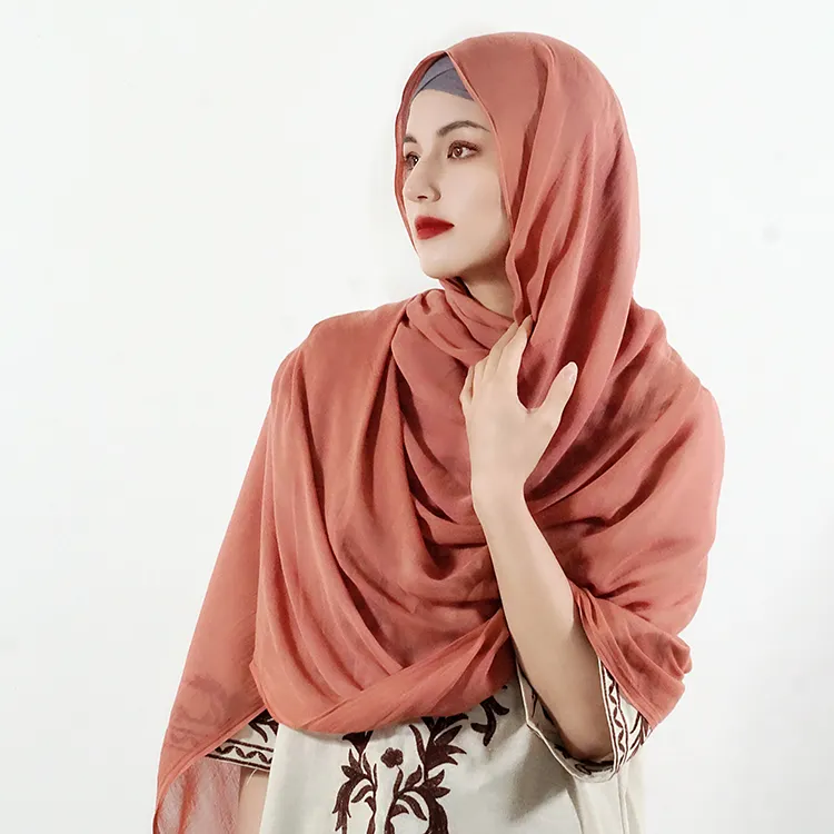 Fashion Plain Soft viscose Shawl Solid Color Modal instant hijab Islamic malaysia Red scarf for ladies Whisker edge wholesale