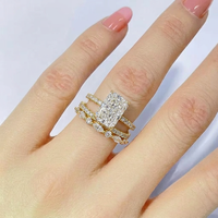 Bague pour femme en argent S925, testée positivement, avec moissanite GRA couleur D, taille géométrique Ice Flower Cut, ensemble de bagues empilables pour femme