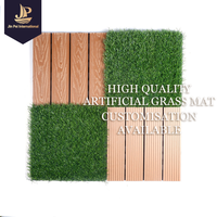 Tapis de gazon artificiel extérieur avec base en grille plastique, dalles de gazon sûres pour les enfants, anti-putréfaction, surface souple, toutes saisons, vert, pour aire de jeux