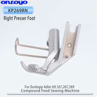 Pied presseur zippé moleté gauche/droite KP269LN / KP269RN pour machine à coudre à triple entraînement Durkopp Adler 69, 167, 267, 269