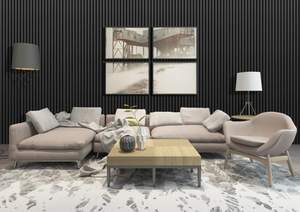 Panneaux acoustiques Hanghe au design moderne certifiés EUDR Placage de chêne noir Plaques en bois à lattes pour le salon à absorption acoustique - Product Image 2