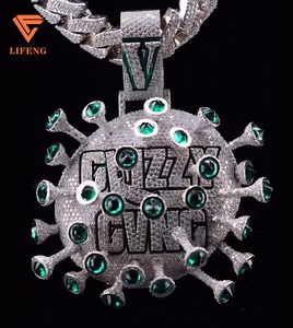 Pendentif rond personnalisé Moissanite VVS 925 pendentif en argent Sterling breloque glacé or blanc pendentif lettre personnalisé - Product Image 1