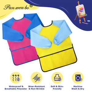 Panwenbo trẻ em nghệ thuật smock đầy màu sắc không thấm nước trẻ em nghệ thuật Tạp dề nghệ sĩ Sơn tạp dề với dài tay áo cho tuổi 3-7 năm - Product Image 2